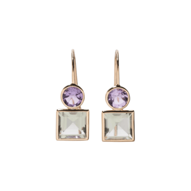 Pastille Earrings - Amethyst + Green Amethyst