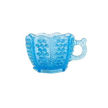 Vintage Blue Hobnail Tea Cup, Mid Century Collectible Glasss 