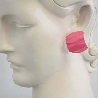 1980s Pink Wavy Wide Hoop Earrings 