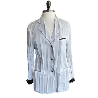 Vintage Issey Miyake Blazer White Crinkled Texture Y2K Med 