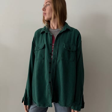 Oversized Green Cotton Flannel Work Shirt