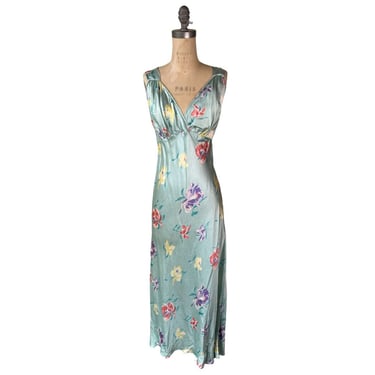 Blue 1930s bias cut nightgown 