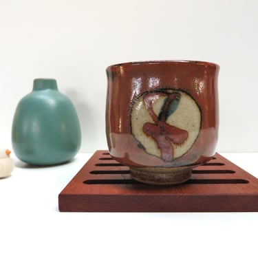 Vintage Mashiko Yaki Japanese Studio Pottery Yunomi Tea Cup, Mid Century Japanese Stoneware Cup 