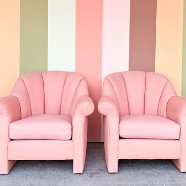Pair of Pink Chic Shell Back Chairs