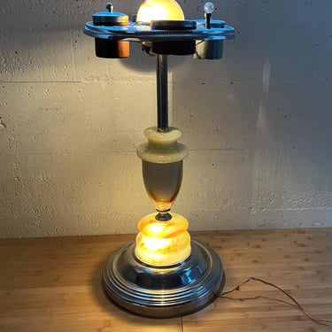 Vintage Lighted Smoking Stand, Slag Agate Glass, 3-Way Lighting, Abco Model 564, UShip or Seattle Pickup Only 