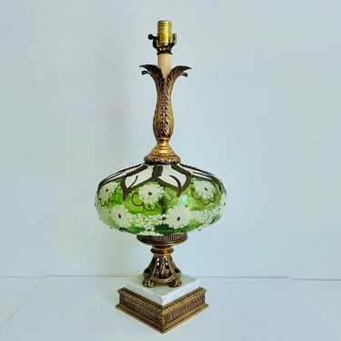 Green Glass Hydrangeas Lamp, C1950 