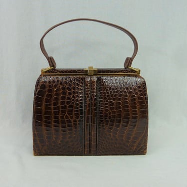 Lucille de Paris Alligator Handbag - Saks Fifth Avenue - Vintage Purse Pocketbook Bag 