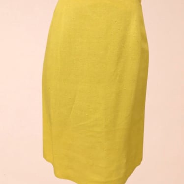 Yellow Neon 60s Linen Pencil Skirt By Peck and Peck, S
