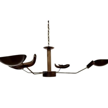 Limited Edition Wood and Bronze Chandelier