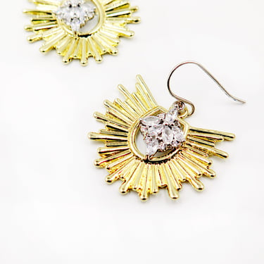 Bold Star Earrings with Rhinestones, Mid Century Modern Geometric Jewelry, Silver and Gold Earrings 