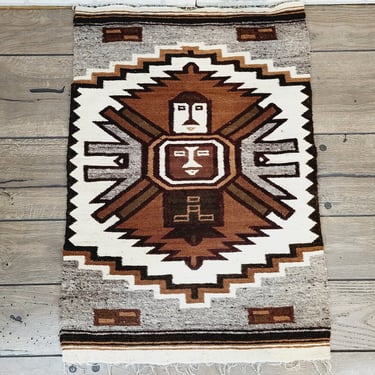 Vintage Hand-Woven Ecuadorian Ecuador Textile Navajo Rug Tapestry Hanging 41x27.75 
