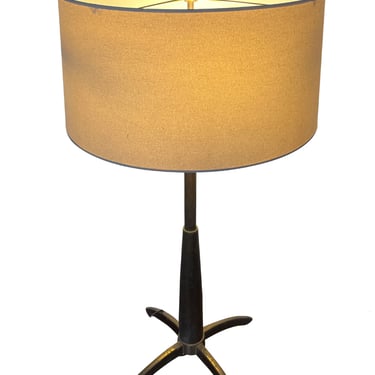 Mid-Century Patinated Brass X-Base Lamp