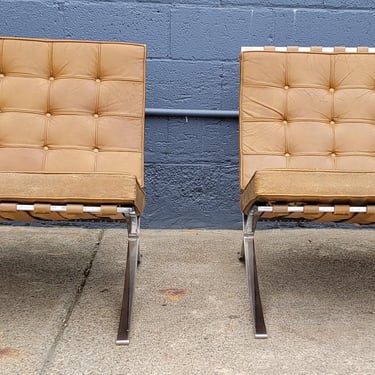Mies Van Der Rohe for Knoll Barcelona Chairs a Pair Circa, 1960's 