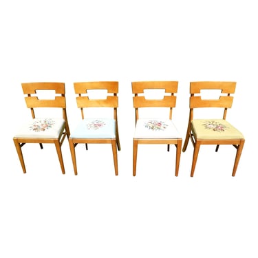 Vintage Set of 4 Mid Century Modern Temple Stuart Dining Chairs