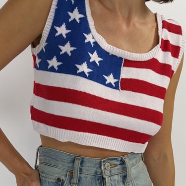 Vintage American Flag Cropped Knit