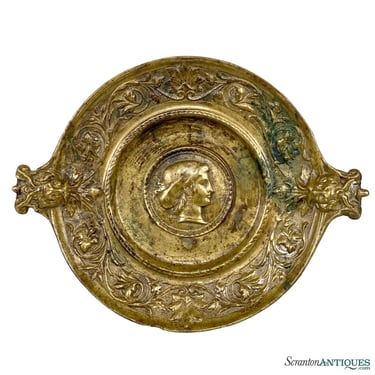 Antique Italian Neoclassical Bronze Northwind Figural Centerpiece Bowl