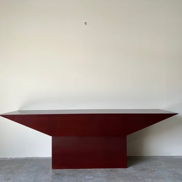 1980s Postmodern Red Structural Geometric Console Table 