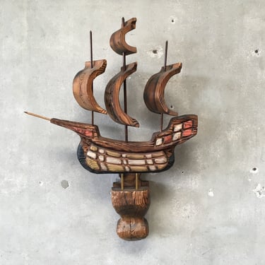 Vintage 1960s Witco Spanish Galleon Wood Ship Art Designed by William Westenhauer