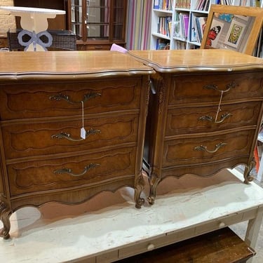 Faux French 3 drawer nightstands.  26” x 18” x 27”