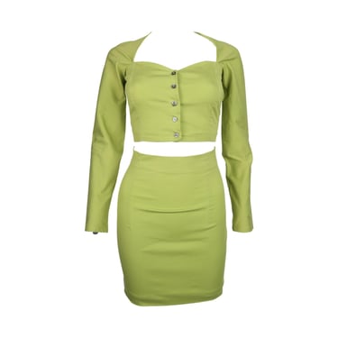 Dolce and Gabbana Green Cropped Skirt Set
