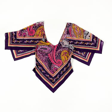 y2k DKNY Jeans Purple Paisley Handkerchief Top / Scarf Top / Logo / Fluttery / Asymmetrical / Small / Cotton / 00s / 90s / Lizzy McGuire 