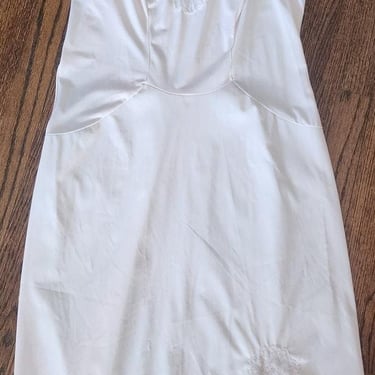 60s Slip Dress White Pale Pink Nylon & Lace Van Raalte Large 