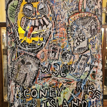 Neo Expressionist Outsider Art Painting on Canvas Brooklyn NY Coney Island Graffiti Art 