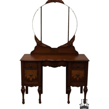 Vintage Antique HELMER'S FURNITURE Art Deco French Provincial Walnut 42" Vanity w. Mirror 