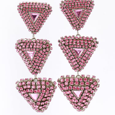 Rhinestone Triangle Tier Drop Earrings