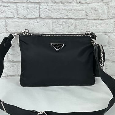 Prada Re-Nylon Messenger Bag, Black