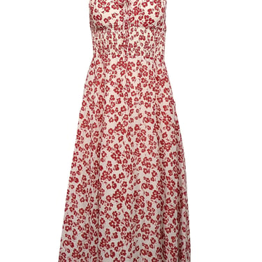 Reformation - Off-White & Red Floral Print Sleeveless Midi Dress Sz 0