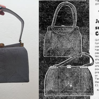 I'll Be Ready in Just a Moment - Vintage 1940s Grey/Gray Genuine Corde Square Handbag Purse 