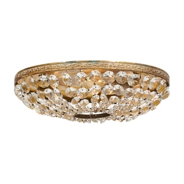 French Antique Crystal Flush Mount