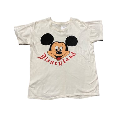 (M) Vintage White Mickey Mouse Disneyland T-Shirt 081622 JF