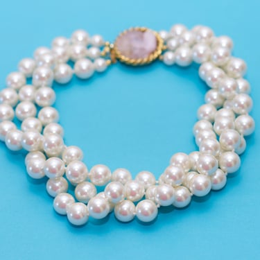 Vintage Carolee Three Strand Pearl Choker Necklace 