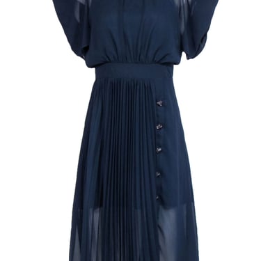 Zalinah White - Navy Blue Short Sleeve Dress Sz S