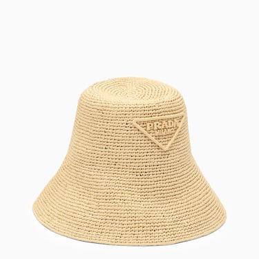 Prada Women Natural Straw Bucket Hat