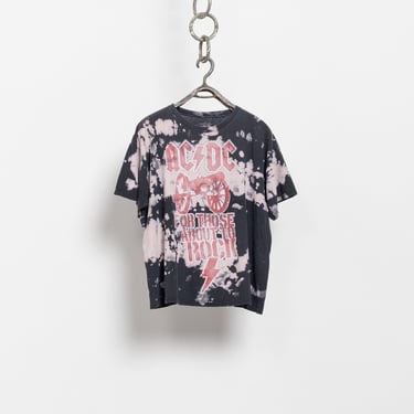 BLEACH ACDC ROCK Shirt Vintage Oversize Concert Tees Reproduction Tie Dye Bleached / Large Extra L Xl 