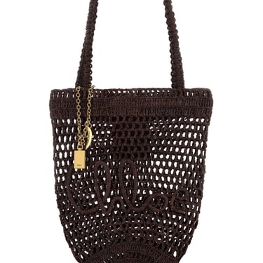 トートバッグ Fendi Small Crochet Raffia Shopping Bag Ff Beige Small Roll Raffia Beige | Fendi