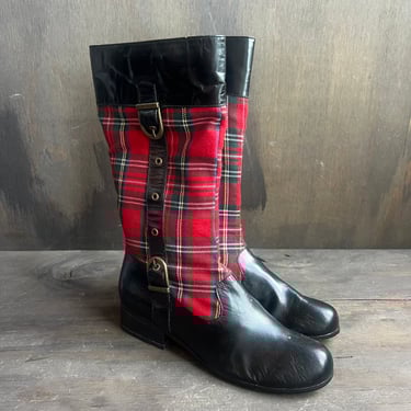 Vintage Stefani Collection Black and Plaid Boots