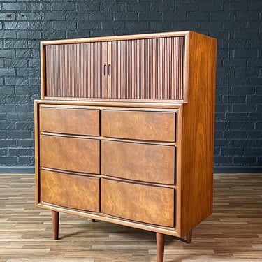 Mid-Century Modern Tambour-Door Highboy Dresser, c.1960’s 