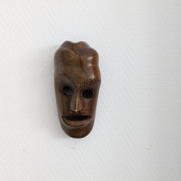 Vintage wooden mask, hand carved mask, wall mask 70s 