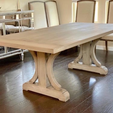 Solid Wood Handmade Curved Base Dining Table FREE SHIPPING 