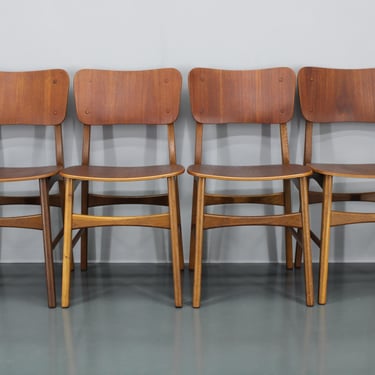 1960s Ib Kofod Larsen Set of 4 dining Chairs in Teak Finish, Denmark - 