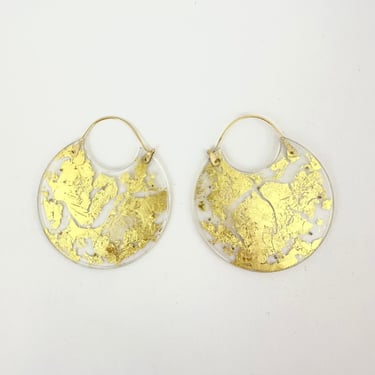 23K Gold Leaf Hoop Earrings
