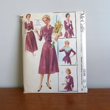 1955 Pattern - Misses' Accessory Dress - Detachable Collars Cuffs - Uncut McCall's 3358 - Size 18 - Vintage 1950s Sewing Pattern - 36-30-39 