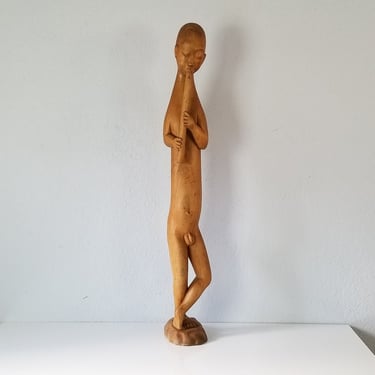 1970s m.d Runda Hand Carved Wood Balinese Sculpture 