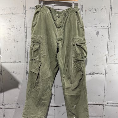60s US Army Cotton Jungle Cargo Pants Jungle Pants Military Vietnam 1960s Distressed Green Og-107 rip stop large long m65 