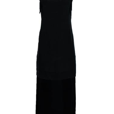 BCBG Max Azria - Black Silk High-Low Dress w/ Cutout & Scoop Back Sz XXS