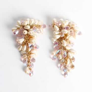 Pearl Crystal Chandelier Earrings